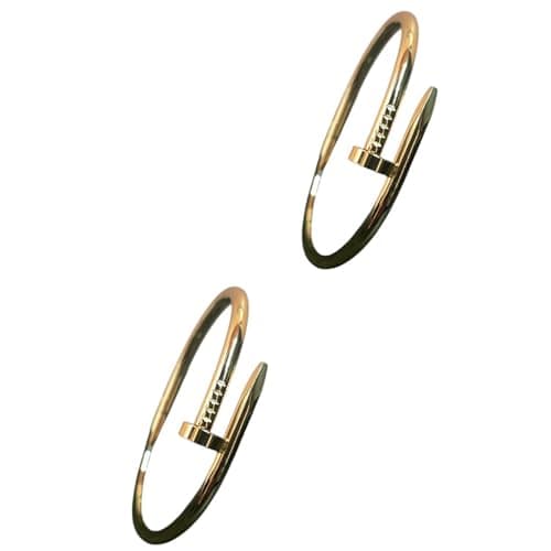 Gold-Tone Geometric Wide Cuff Bracelet & Girls Trendy Statement Bangle Pack of 2
