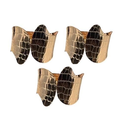 Gold-Tone Textured Cuff Bracelet & Girls Stylish Wide Statement Fashion Bangle Pack of 3
