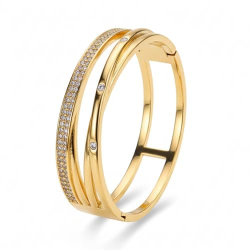 Women's Antique-Finish Dual-Tone Ornate Bangle Bracelet with Floral Engraving, Vintage Ethnic Je