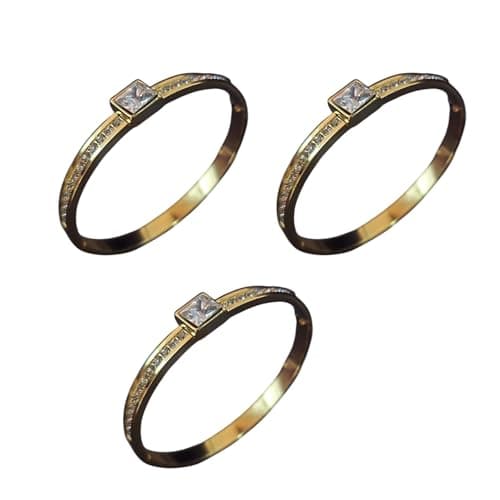 Gold-Tone Nail Design Bracelet & Girls Trendy Minimalist Open Bangle Pack of 3