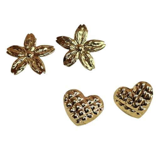 Combo of 2 Floral Gold-Tone Stud Earrings Stylish Lightweight Earrings & Girls