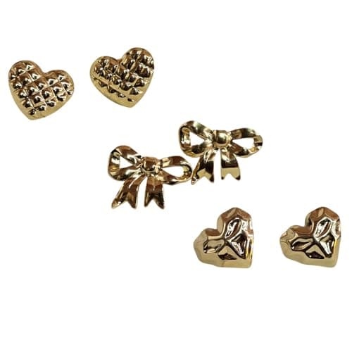 Combo of 3 Floral Stud Earrings Gold-Tone Lightweight Trendy Earrings & Girls