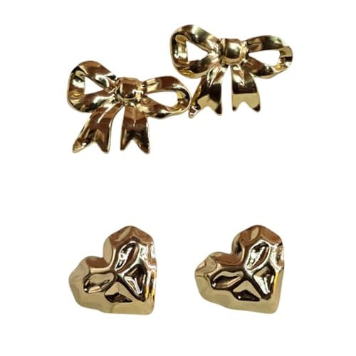 Gold-Tone Floral Stud Earrings Combo Comfortable Lightweight Earrings & Girls Pack of 2