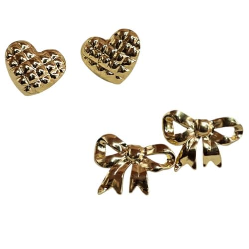 Trendy Floral Stud Earrings & Girls Gold-Tone Lightweight Fashion Jewelry Set of 2