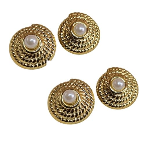Round Gold-Tone Stud Earrings with Pearl and Girls Trendy Comfortable Lightweight Fashion Jewelr