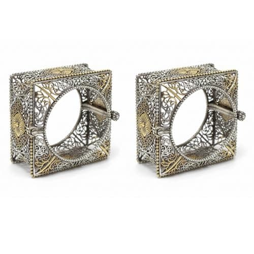 Women's Gold-Tone Slim Bangle Bracelet with Sparkling Crystal Accents, Dual-Tone Crossover Desig